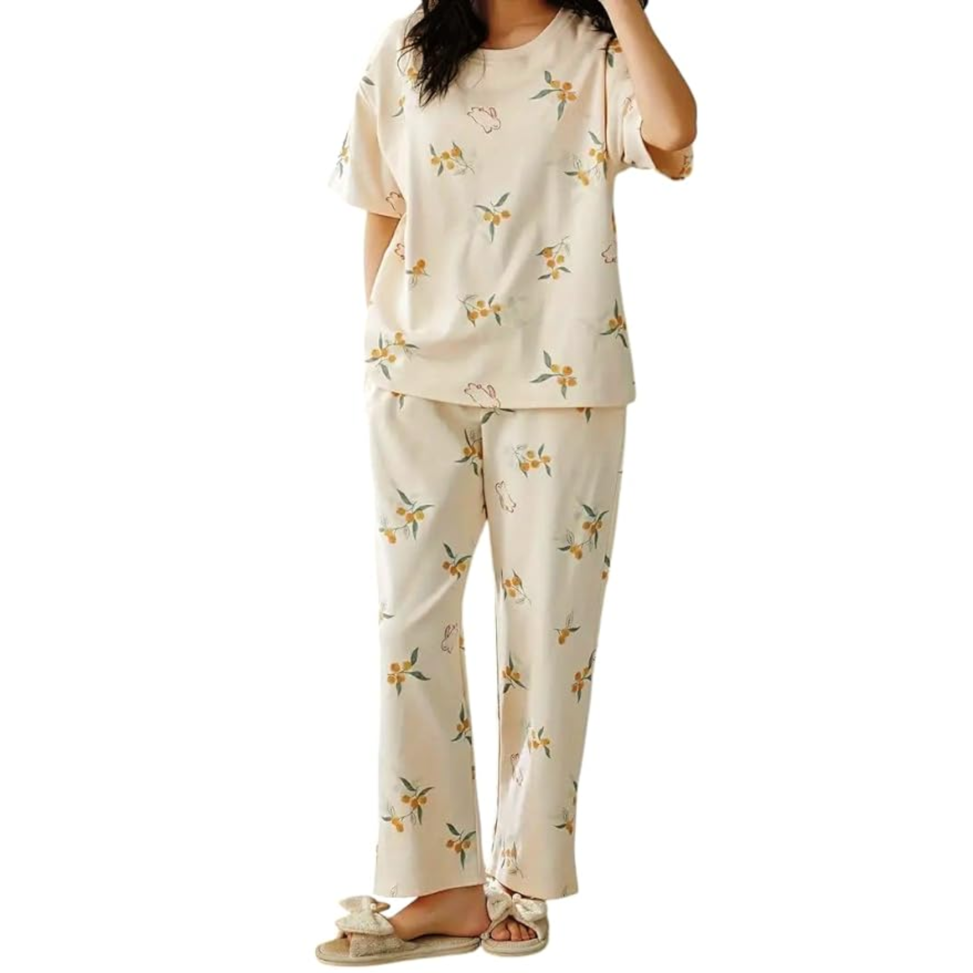 GLASGO Women’s Cotton Pajama Set with Top & Pants|...